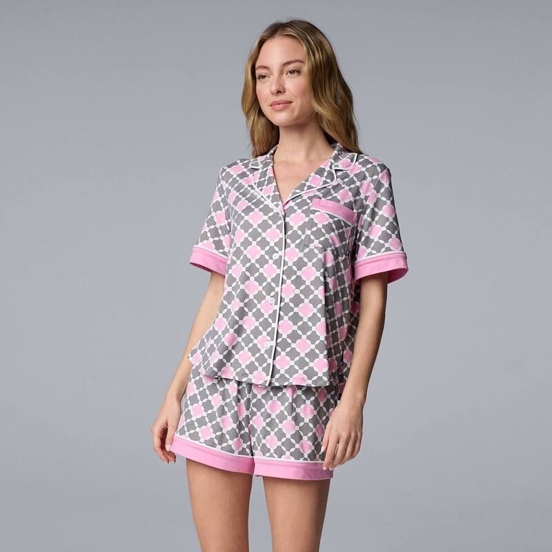 ヴェラウォン レディース アンダーウェア ナイトウェア ショートパンツ Womensimply Vera Wang 2pc Pajama Top Pajama Shortsleepwear Set P