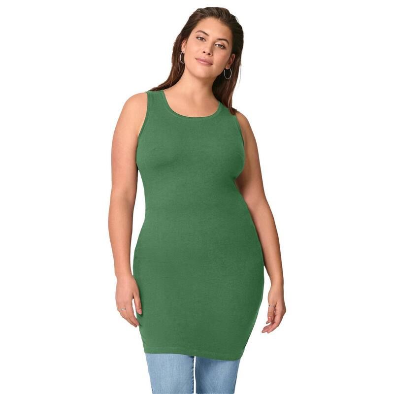 Ellos レディース トップス Tシャツ プラスサイズ ノースリーブ ellos Plusize Long Sleeveless Tank Forest Jade フォレスト