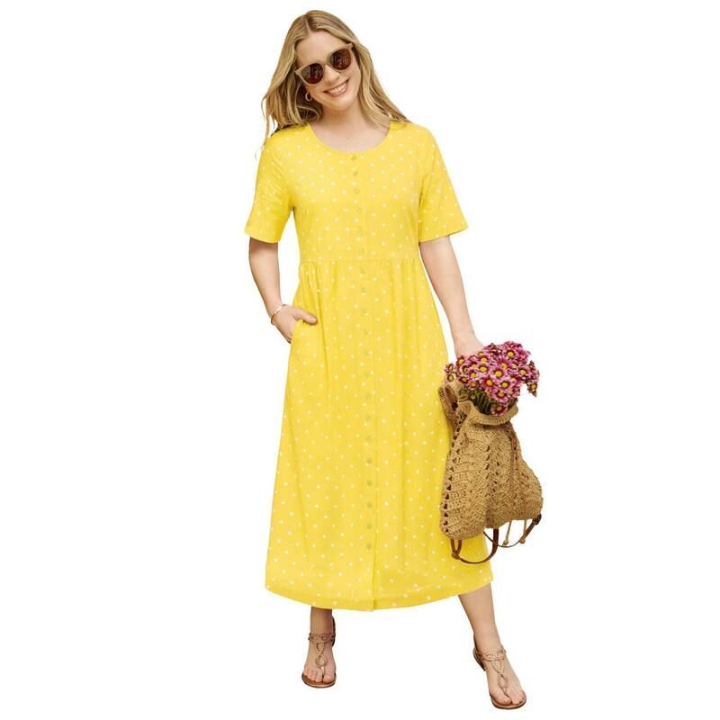 ウーマン ウィズイン レディース トップス ワンピース プラスサイズ プチ ニット Woman Within Plusize Petite ButtonFront ElbowSleeve Knit D