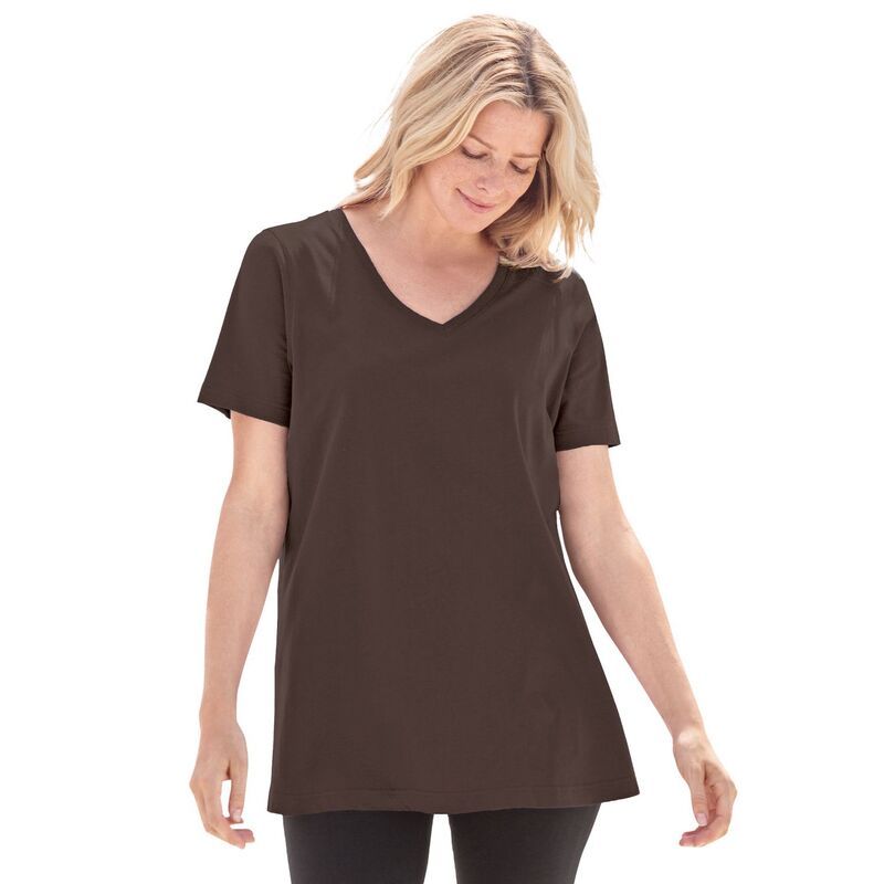 ウーマン ウィズイン レディース トップス Tシャツ Vネック プラスサイズ プチ 半袖 Woman Within Plusize Petite Perfect ShortSleeve VNeck T
