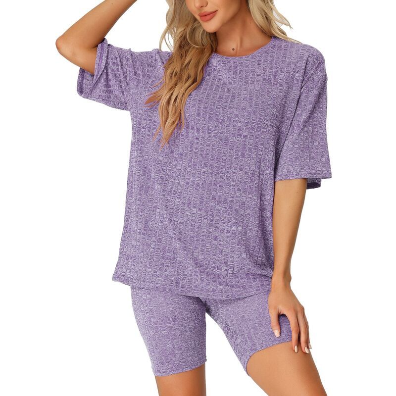cheibear レディース アンダーウェア ナイトウェア リブ トラックスーツ スウェット シャツ ショートパンツ ニット cheibear Womens Ribbed Knit Softracks