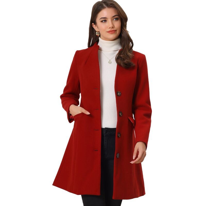 アレグラ ケー レディース アウター ジャケット・ブルゾン Vネック コート ALLEGRA K Womens Elegant Winter V Neck Long Sleeve Single Bre