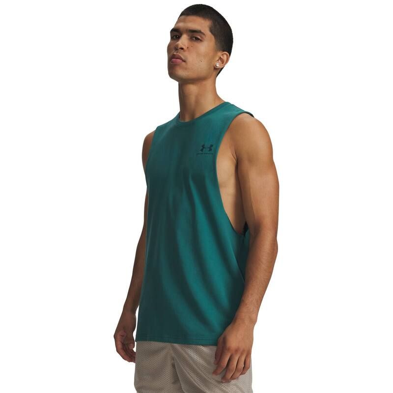 アンダーアーマー レディース トップス Tシャツ Mens Under Armour Left Chest CutOff Tank Top Rack Green グリーン