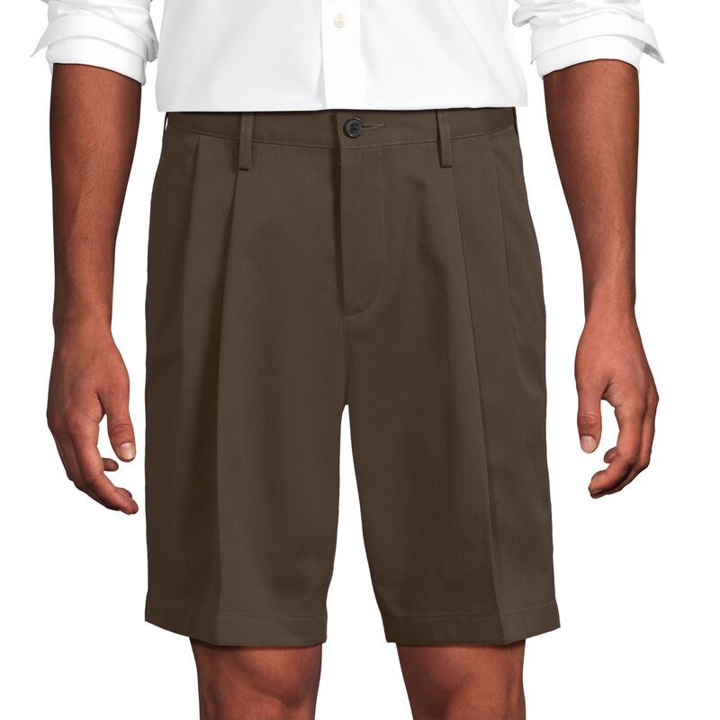 ランズエンド レディース ボトムス ハーフパンツ・ショーツ プリーツ ショートパンツ Mens Lands End Comfort Waist 9inch NoIron Pleated Chino S