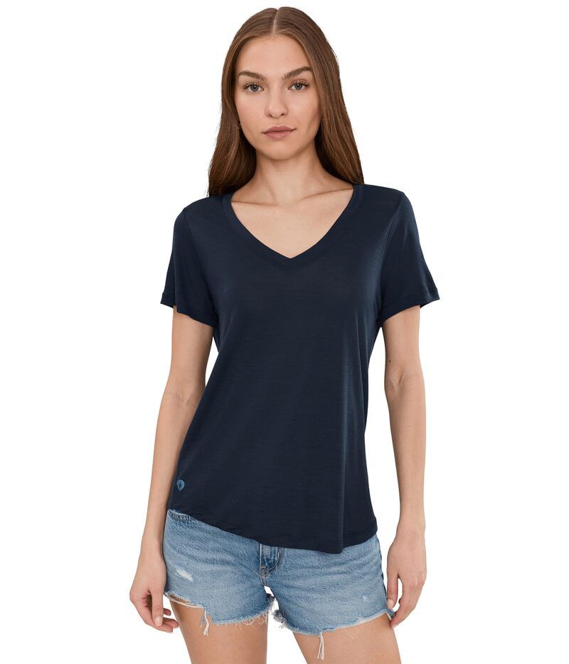 スマートウール レディース トップス シャツ Vネック Smartwool Active Ultralite VNeck Short Sleeve Deep Navy ネイビー