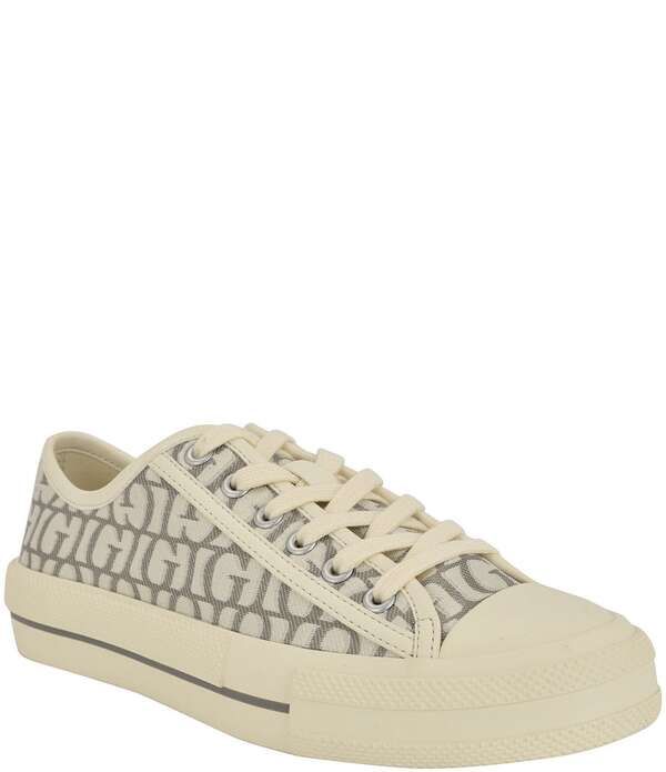 ゲス レディース ボトムス カジュアルパンツ プリント スニーカー レース ロゴ Guess Carey Logo Printed Fabric LaceUp Sneakers Medium Grey
