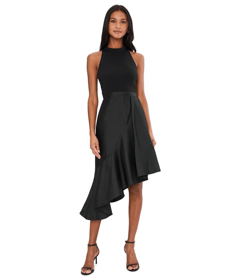 アドリアナ パペル レディース トップス ワンピース クレープ Adrianna Papell Crepe Combo Taffeta Dress Black ブラック