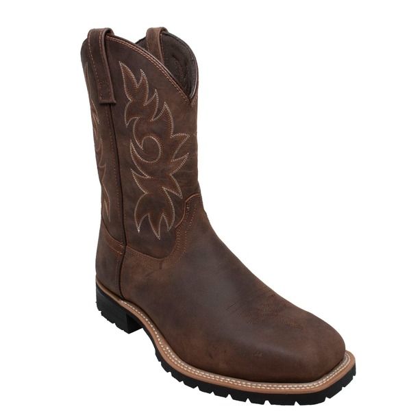 アドテック メンズ シューズ ブーツ・レインブーツ Tシャツ AdTec 12 Steel Toe Work Western Boots Dark Brown ブラウン