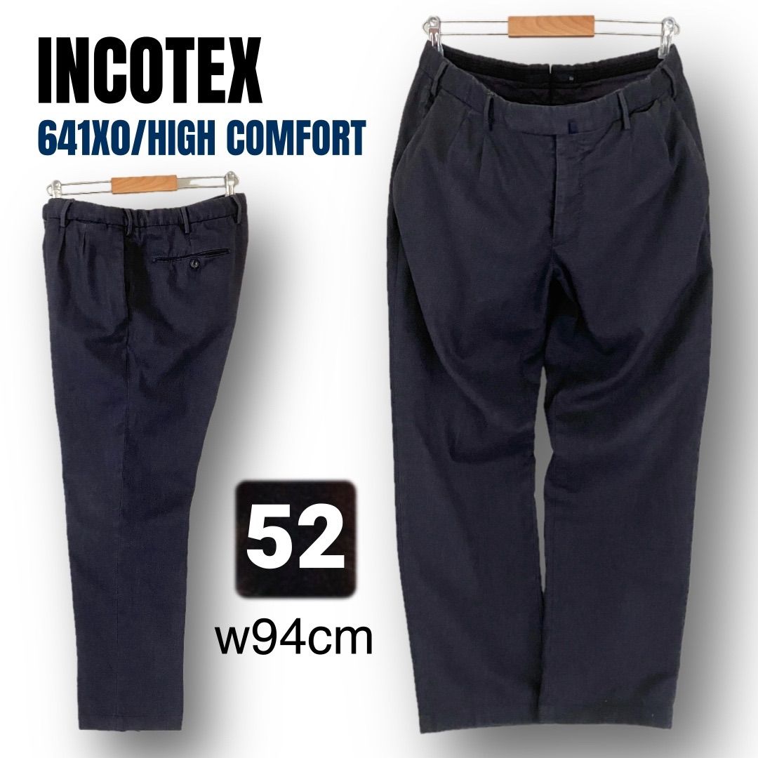 INCOTEX インコテックス★ハイコンフォートパンツ★スリムフィット/パターン30★2タック★製品染め/ネイビー★52/w94cm #2606J037