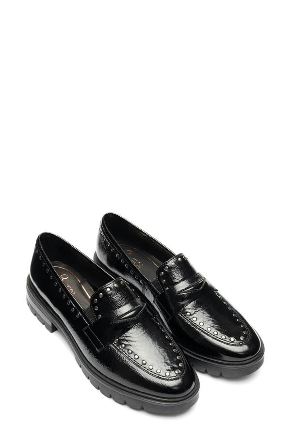 アラ レディース シューズ スリッポン・ローファー ara Cardiff Studded Penny Loafer Black 2 ブラック