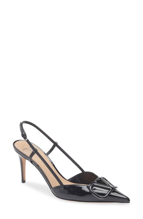 ヴァレンティノ レディース シューズ パンプス ロゴ Valentino Garavani VLOGO Pointed Toe Slingback Pump Black ブラック
