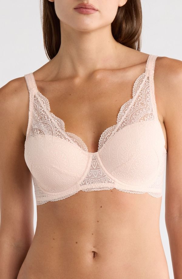 シモーヌペレール レディース アンダーウェア ブラジャー レース Simone Perele Karma Underwire Lace Demi Bra Petal Powder
