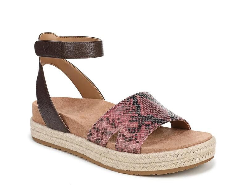 バイオニック レディース シューズ サンダル VionicYucca Espadrille Wedge Sandal RedBlack Snake Printed Leather ブラック