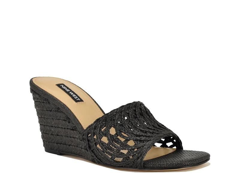 ナインウェスト レディース シューズ サンダル Nine WestNimma Espadrille Wedge Sandal Black ブラック