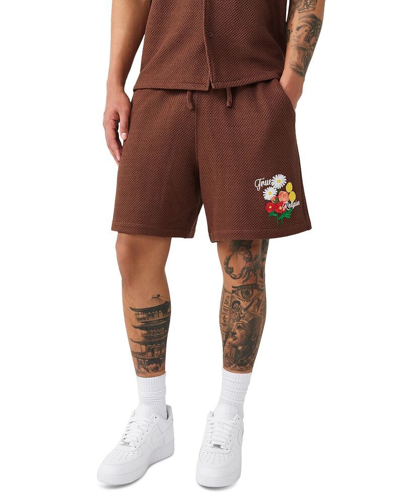 トゥルーレリジョン メンズ ボトムス ハーフパンツ・ショーツ ショートパンツ ニット True Religion Blooms Knit 8 Shorts Garden Brown ブラウン