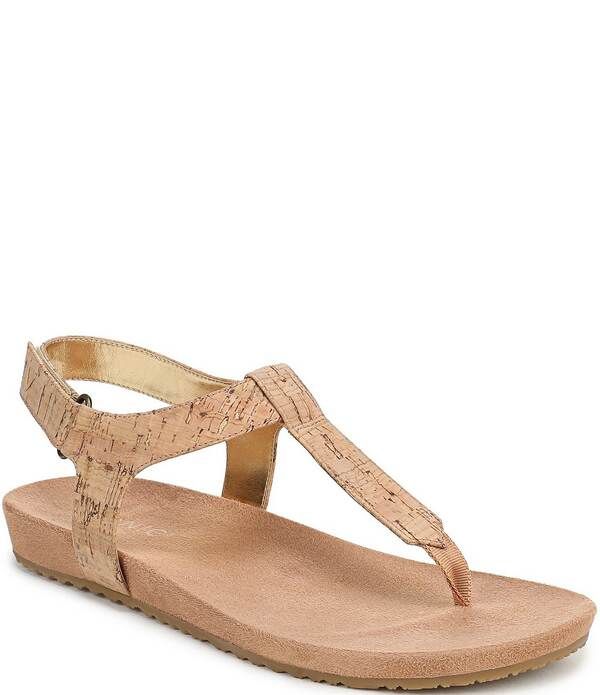 バイオニック レディース シューズ サンダル Vionic Palisades Cork Tstrap Sandals Gold Cork ゴールド