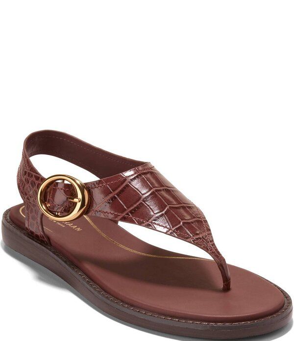 コールハーン レディース シューズ サンダル Cole Haan Womens Kami Croco Thong Slingback Sandals Mohogony Croc