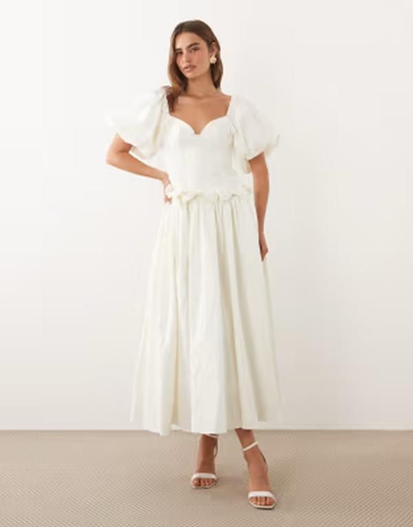 シスタージュン レディース トップス ワンピース マキシ Dream Sister Jane Mora jacquard sweetheart neckline puff sleeve bow det