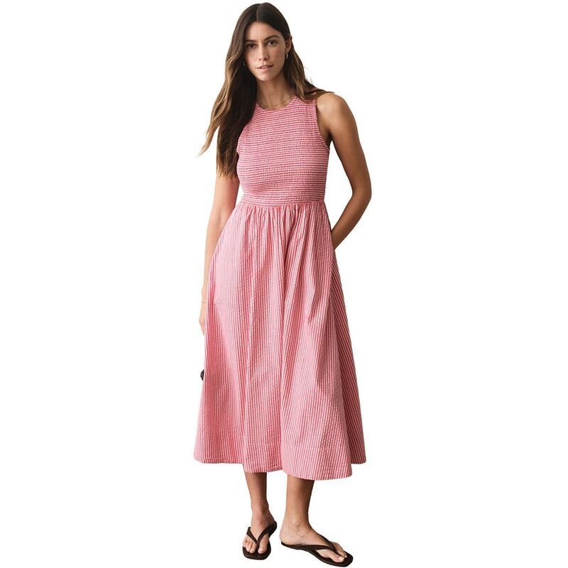 マリーン レイヤー レディース トップス ワンピース マキシ Marine Layer Darcy Seersucker Maxi Dress Womens Pink Stripe ピンク