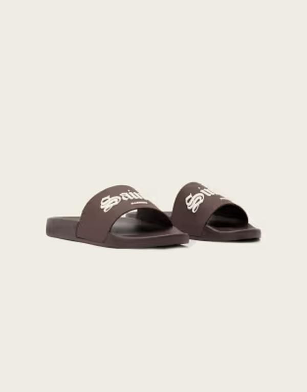オールセインツ レディース シューズ サンダル ロゴ AllSaints Sinners one strap logo slides in dark BROWN ブラウン