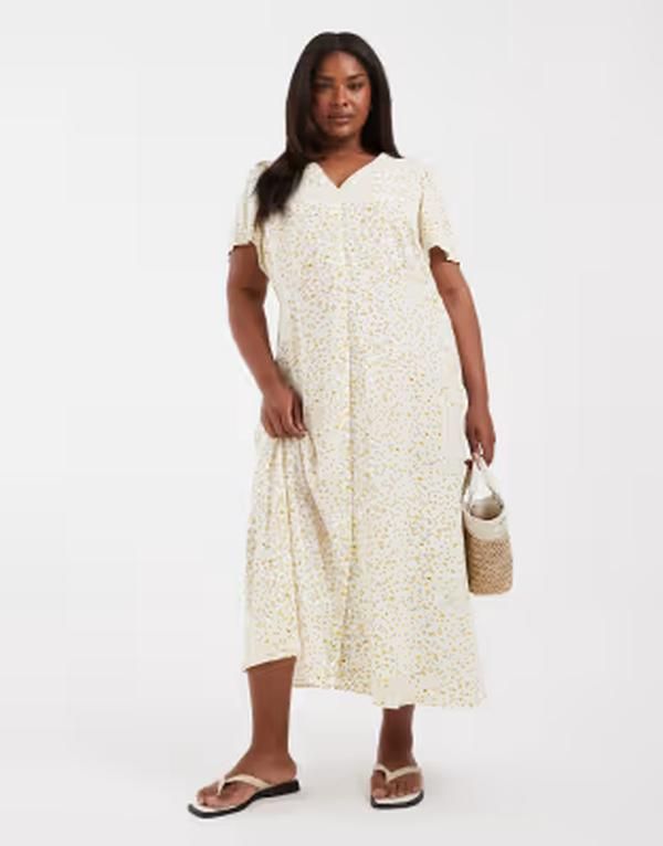 ヴェロモーダ レディース トップス ワンピース ボタンダウン フラワー柄 プリント ダウン マキシ フラワー Vero Moda Curve button down maxi dress and ye