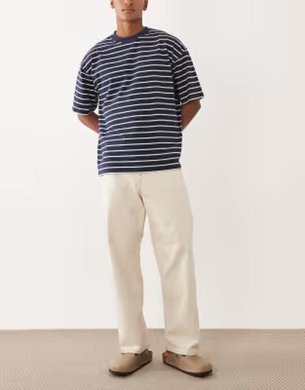 ジャック アンド ジョーンズ メンズ ボトムス デニムパンツ ジーンズ Jack Jones Alex baggy jeans with seam details in ecru エクリュ