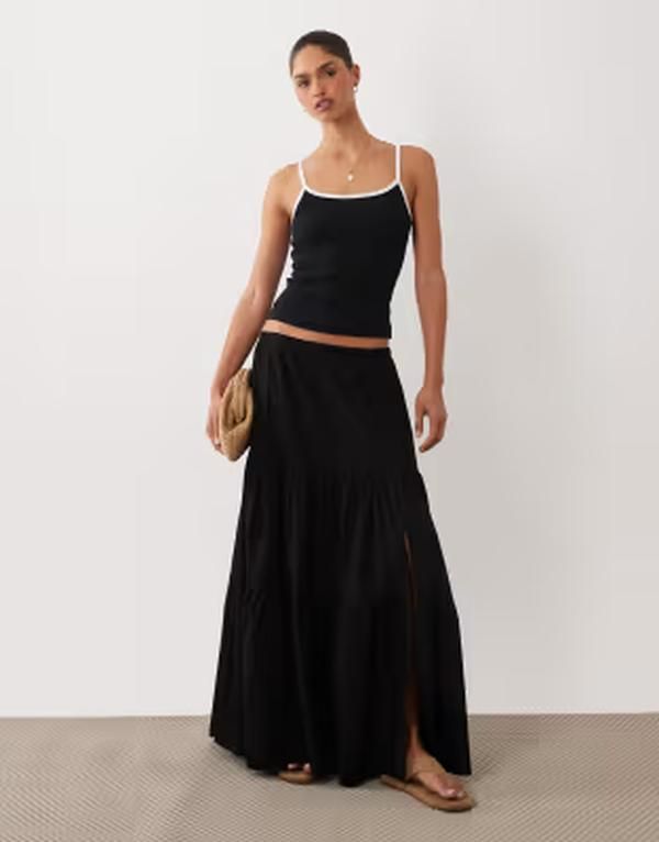ミスセルフフリッジ レディース ボトムスカート マキシ Misselfridge poplin maxi skirt Black ブラック