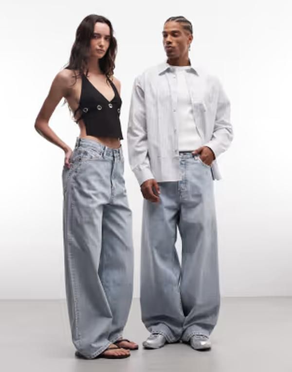 ウィークデイ レディース ボトムス デニムパンツ ローライズ ジーンズ Weekday Astro Unisex low rise baggy fit jeans in light blue wash