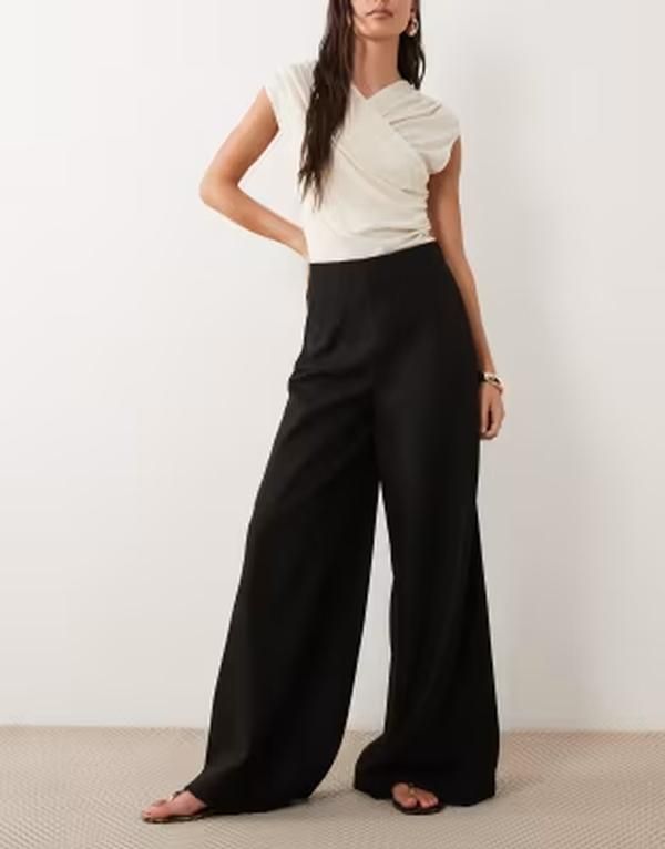 エイソス レディース ボトムス カジュアルパンツ ハイウエスト ASOS DESIGN Tailored high waist corset detail pants part of a set Bl