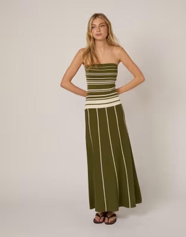 ノーバディーズ チャイルド レディース トップス ワンピーストラップレス ニット Nobodys Child strapless knit midaxi dress Green グリーン