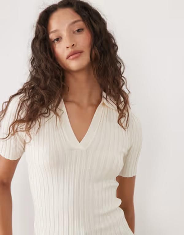 マンゴ レディース トップス ポロシャツ Mango short sleeve polo top BEIGE ベージュ