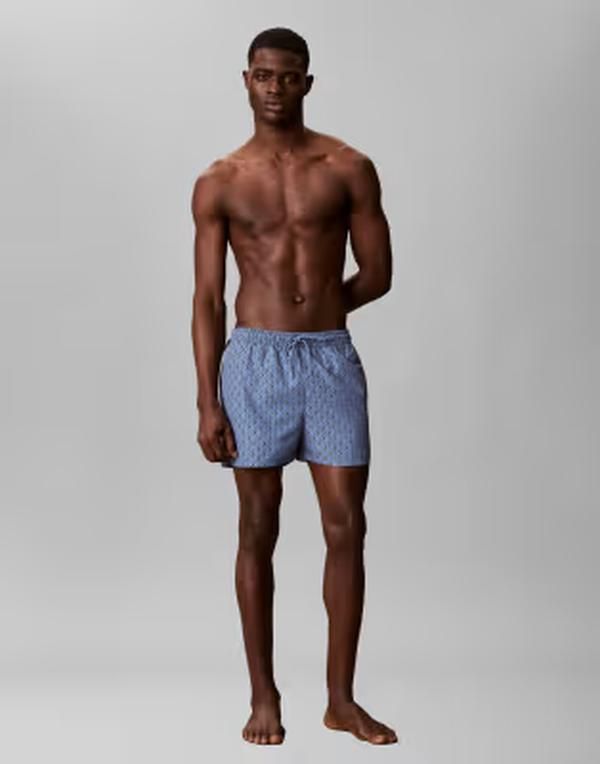 カルバンクライン メンズ 水着 ハーフパンツ・ショーツ ショートパンツ Calvin Klein swim shorts 20242 ICON COTTON EMBLEM ブルー