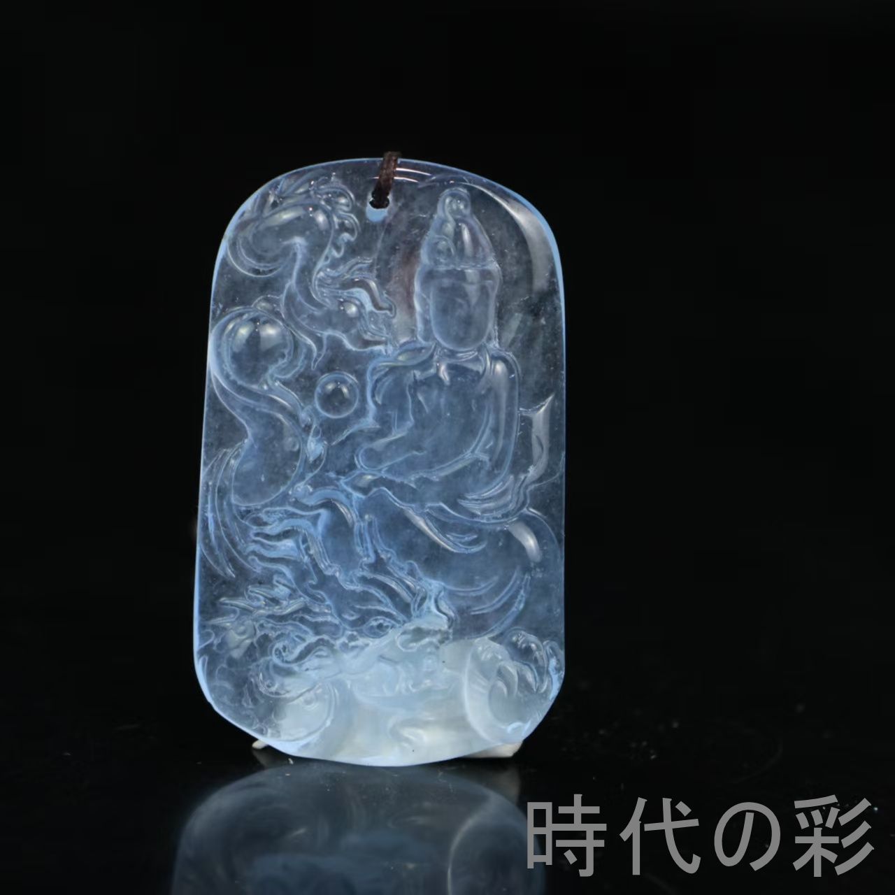 【観音立像玉牌】中国古美術 玉器 翡翠 精緻彫刻 慈悲観音 開運守護 裝身具 收藏逸品 R08060911