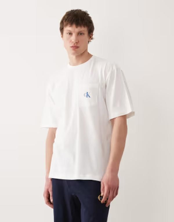 カルバンクライン メンズ トップス Tシャツ コットン Calvin Klein Icon Cotton Stretch loungewear tshirt Classic white ホワイト