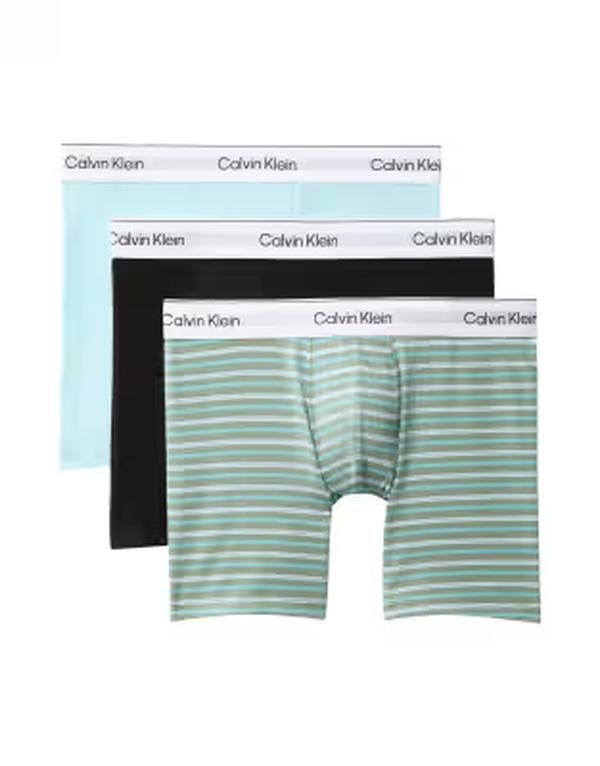 カルバンクライン メンズ アンダーウェア ボクサーパンツ コットン Calvin Klein Icon Cotton Stretch 3 pack boxer briefsstripeaqua Bla