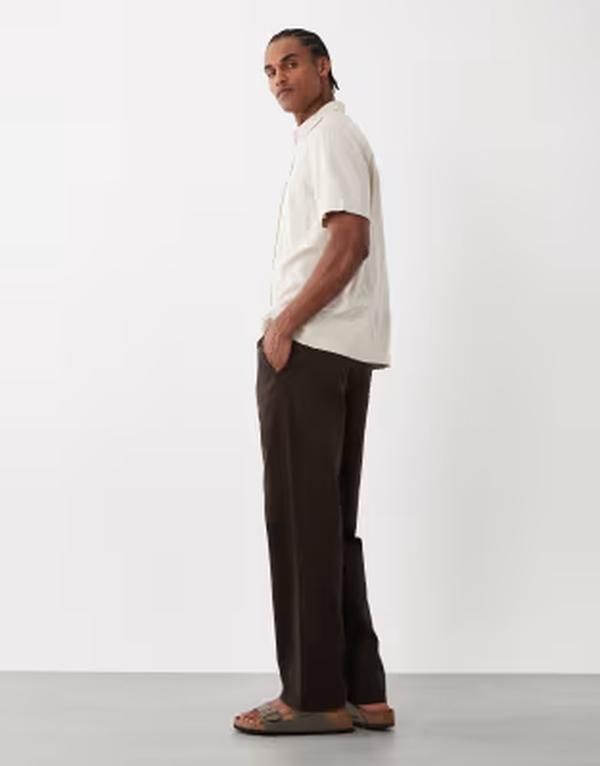 オンリーアンドサンズ メンズ ボトムス カジュアルパンツ リネン ONLY SONS linen mix loose fit pants Demitasse ブラウン