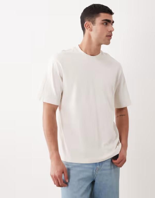 マンゴ メンズ トップス Tシャツ リラックスフィット コットン Mango relaxed fit 100 cotton tshirt in ecru エクリュ