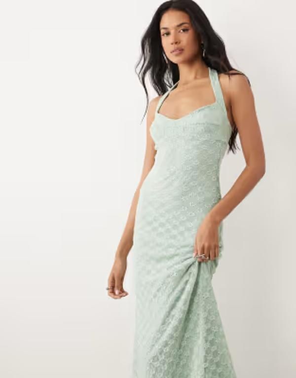バードット レディース トップス ワンピース フラワー柄 メッシュ ミディ フラワー ホルター Bardot Mariko exclusive halter neck floral mesh midi