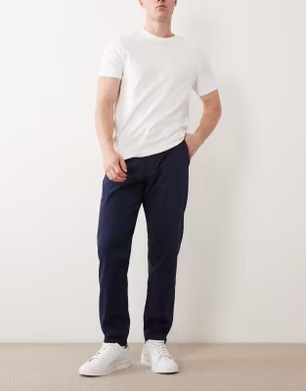 エイソス メンズ ボトムス カジュアルパンツ ASOS DESIGN tapered chinos NAVY ネイビー