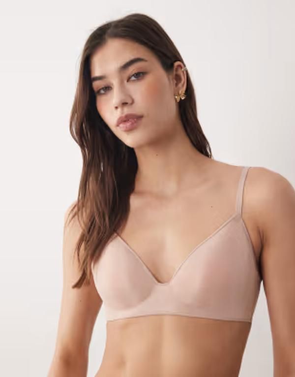 カルバンクライン レディース アンダーウェア ブラジャー シアー Calvin Klein Sheer Marquisette lightly lined wire free bra Cedar ベー
