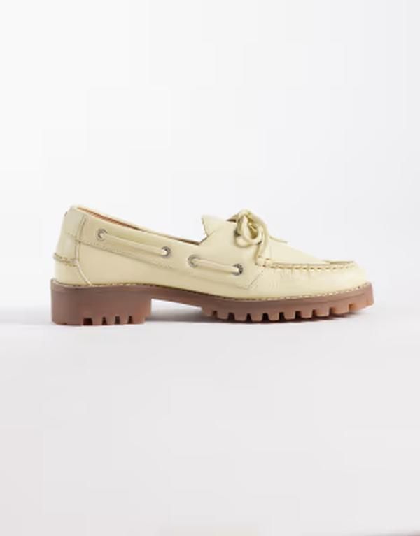 ブロンクス レディース シューズ レース レザー Bronx Sienna chunky lace up boat shoes in leather butter yellow イエロー
