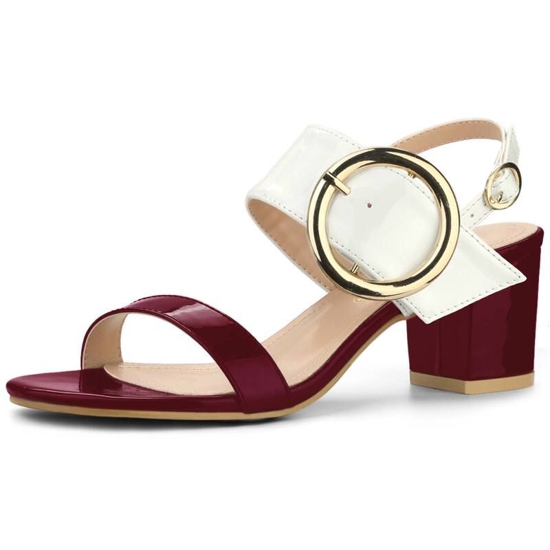 アレグラ ケー レディース シューズ パンプス サンダル ヒール ALLEGRA K Womenslingback Block Higheel Sandals Burgundy White ホワイト
