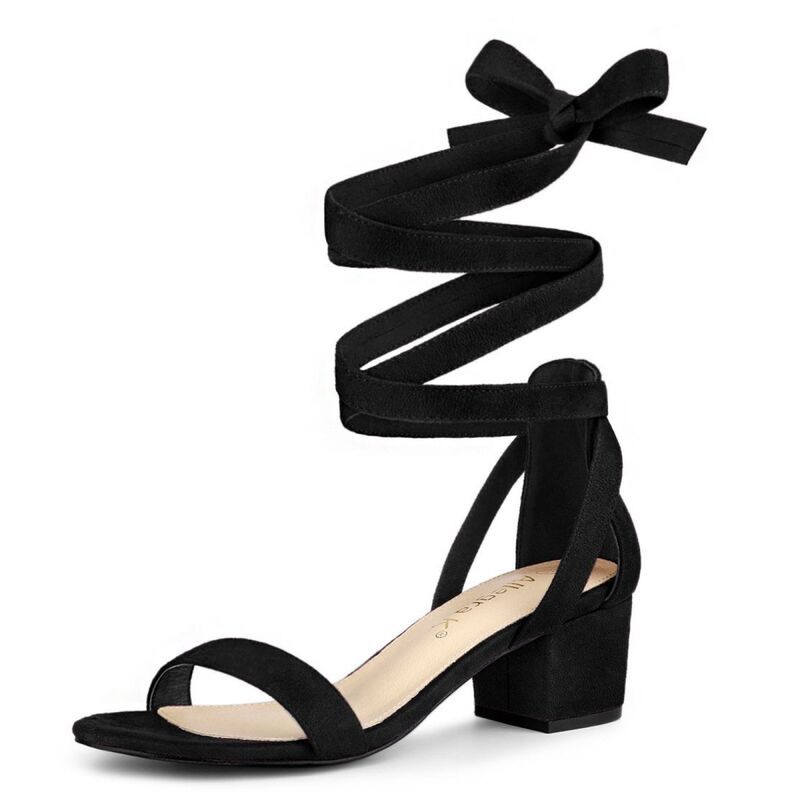 アレグラ ケー レディース シューズ パンプス サンダル レース ヒール ALLEGRA K Womens Open Toe Block Heelace Up Heels Heel Sandals B