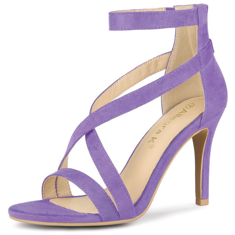 アレグラ ケー レディース シューズ パンプス サンダル アンクル ヒール ALLEGRA K Womens Zipper Ankle Strap Stiletto Heel Sandals Ligh