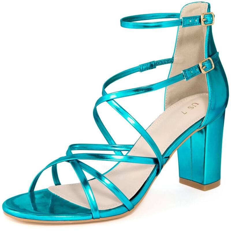 アレグラ ケー レディース シューズ パンプス サンダル ヒール ALLEGRA K Womenstrappy Crisscrosstrap Opened Toe Block Heelsandals