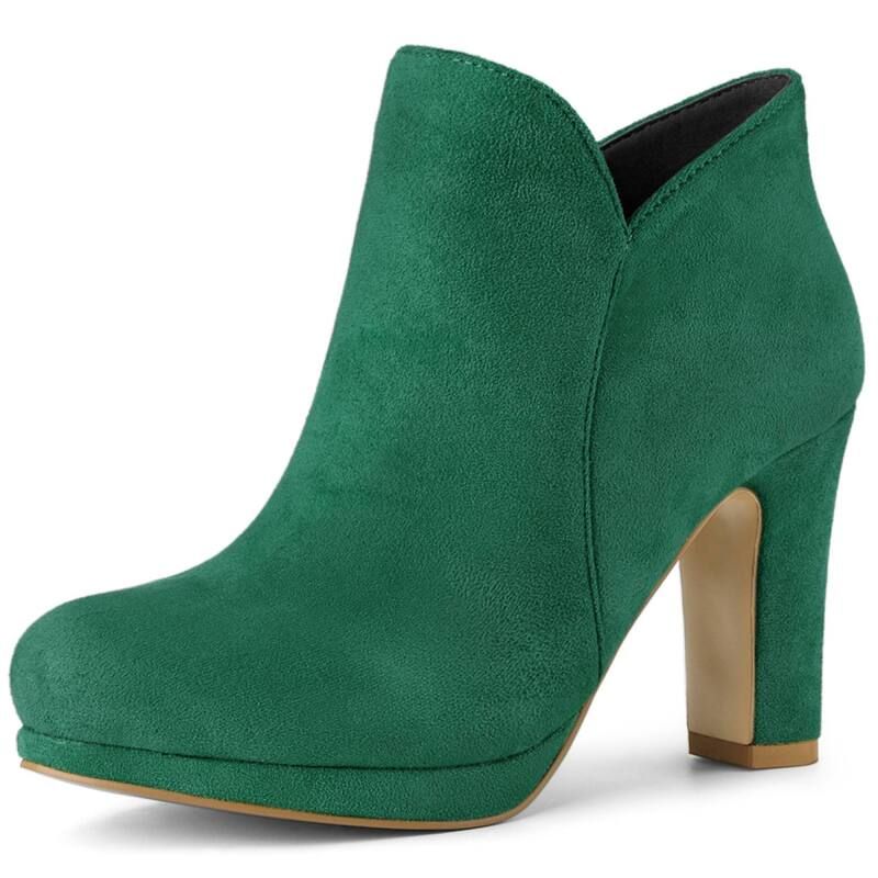アレグラ ケー レディース シューズ ブーツ・レインブーツ アンクル ヒール ALLEGRA K Womens Round Toe Chunky Heeled Ankle Heel Boots Eme