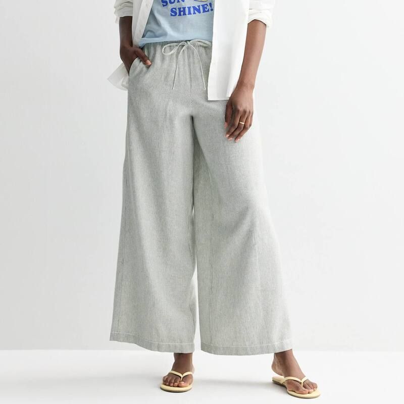 ソノマ レディース ボトムス カジュアルパンツ プチ リネン Petite Sonoma Goods For Life Mid Rise Linen Blend Pants Olive Micro S
