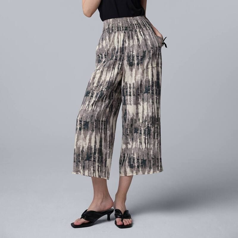ヴェラウォン レディース ボトムス カジュアルパンツ ワイドレッグ プチ クロップド Petite Simply Vera Wang Cropped Wide Leg Travel Pants Bla