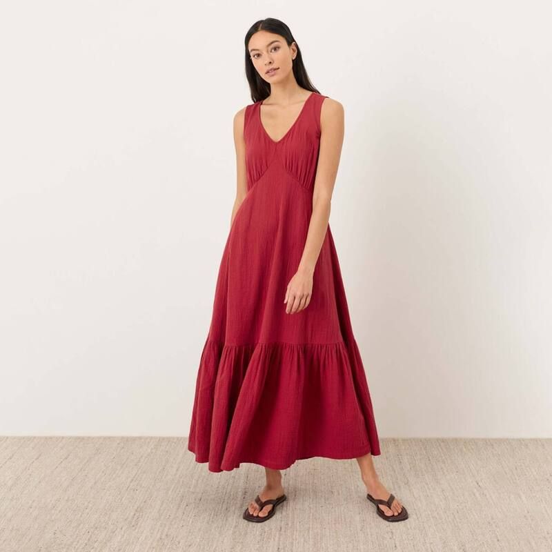 パクト レディース トップス ワンピース コットン Pact Organicotton Coastal Double Gauze Beach To Brunch Dress Poppy Red レッド