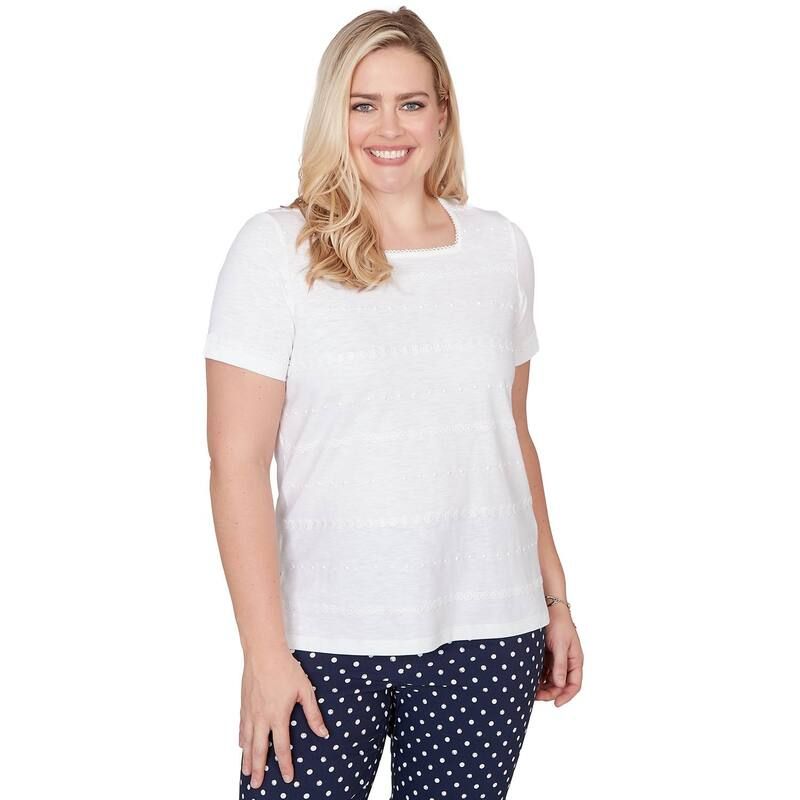 アルフレッド ダナー レディース トップス Tシャツ プチ Petite Alfredunner Layeredot Square Neck Top White ホワイト